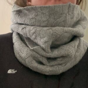 Simons Light Gray Cable Knit Turtleneck Sweater